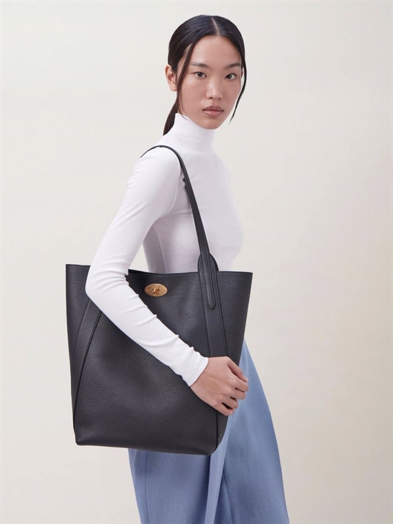 Mulberry North South Bayswater Tote Black Heavy Grain